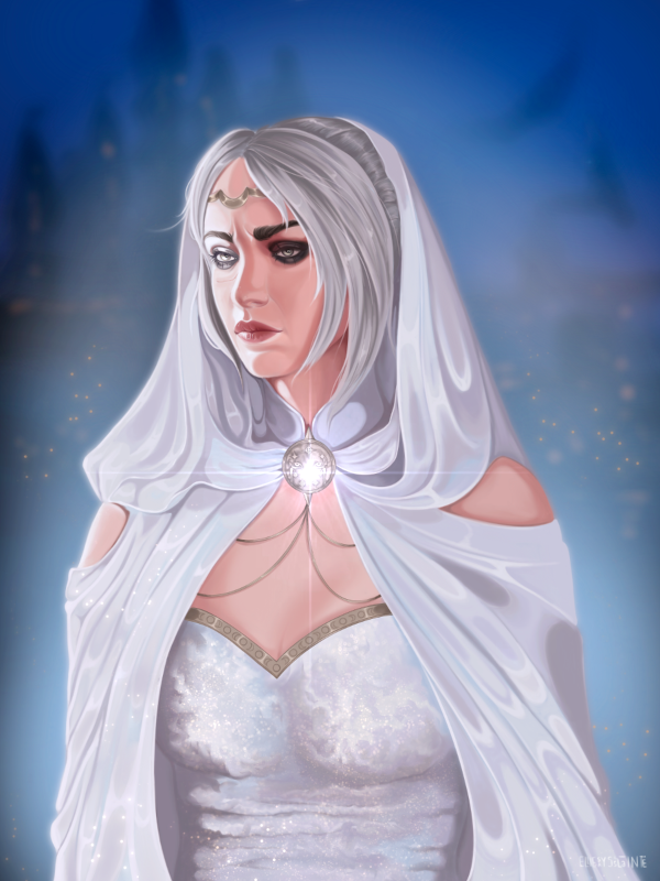 Fantasy priestess in white
